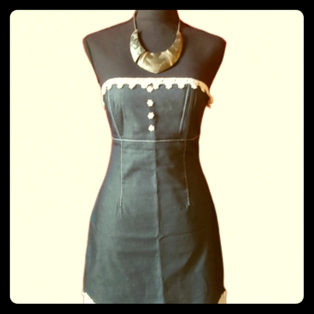 Moda International denim flirty tube top dress 6M